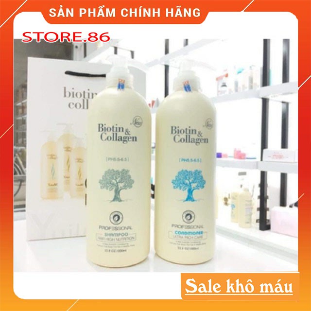 Dầu gội Biotin Collagen trắng giảm rụng tóc, kích thích mọc tóc, phục hồi tóc khô xơ, hư tổn. cặp 500ml -1000ml Store.86