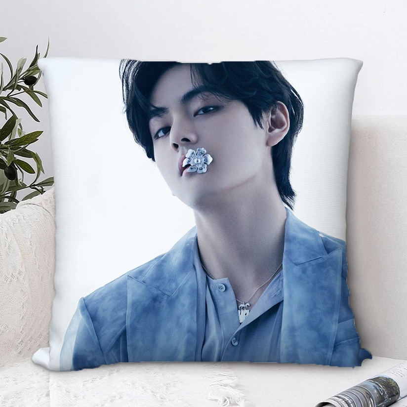 Vỏ Gối Vuông Polyester In Hình BTS Nam-joon Kim ,Seok Jin ,J-Hope, Min Gi ,Ji Min ,Tae Hyung ,Jeon Jung Kook Một Mặt Có Khóa Kéo