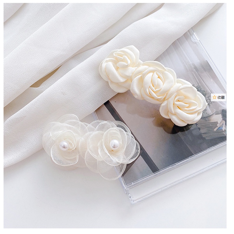 Kẹp tóc hình hoa hồng màu trắng thời trang cho nữ