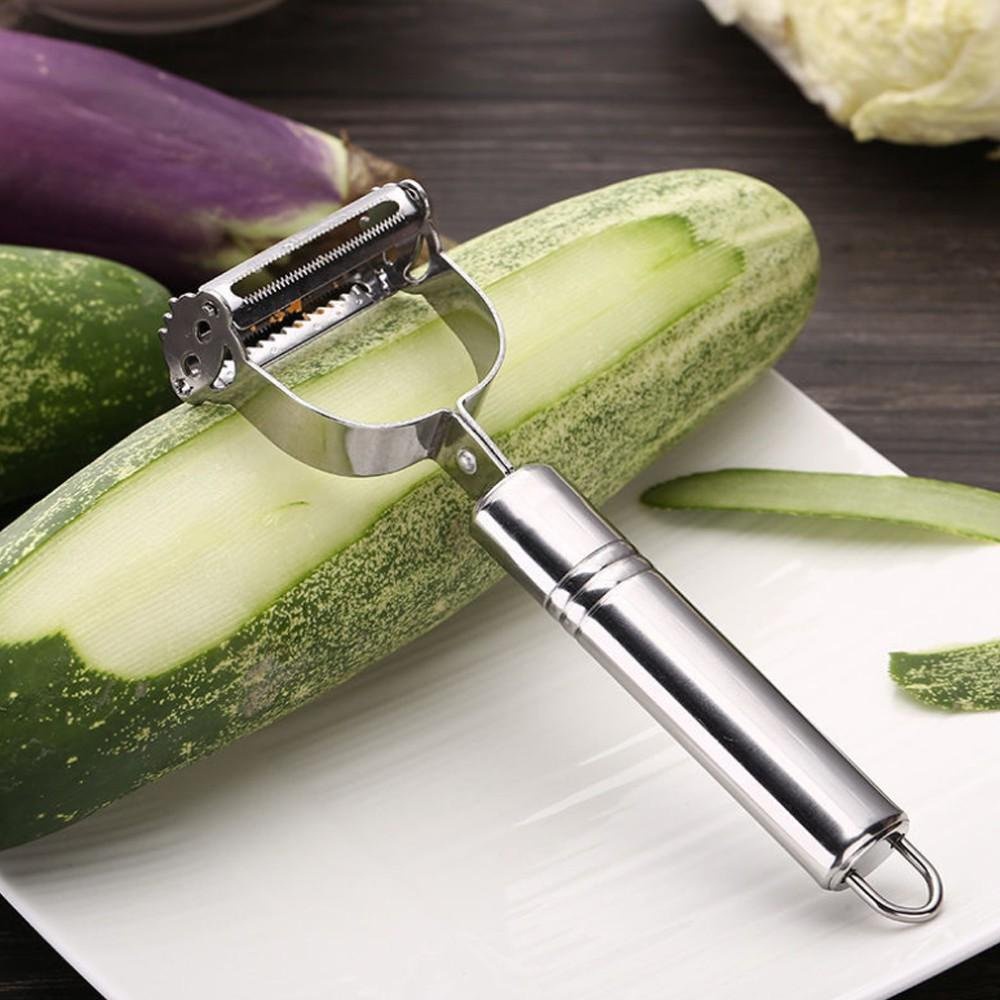 Bộ Nạo Rau Củ Inox Cao Cấp Đa Năng 2 in 1 , Nạo Củ Quả Và Bào Sợi Tiện Lợi