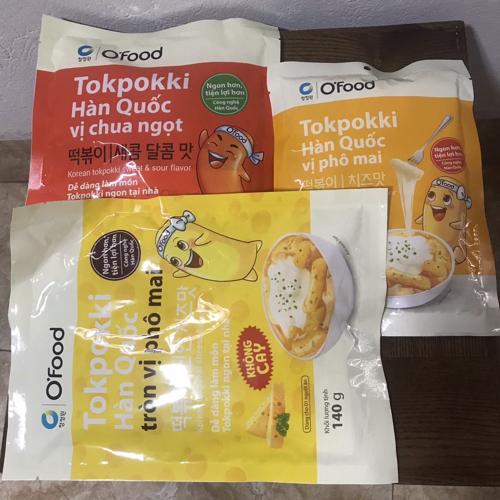 Combo 3 tokbokki ăn liền Ofood, bánh gạo tokpokki mềm, dẻo thơm ngon gói 140g