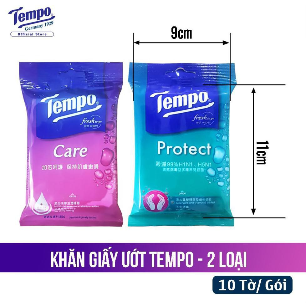 Khăn Giấy Ướt Diệt Khuẩn Protect TEMPO   - Túi 10 Tờ