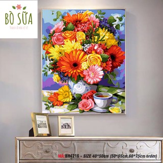 (Loại khung dày 2.5cm) Tranh sơn dầu số hóa BH4216 size 40x50 đã căng khung và đầy đủ phụ kiện