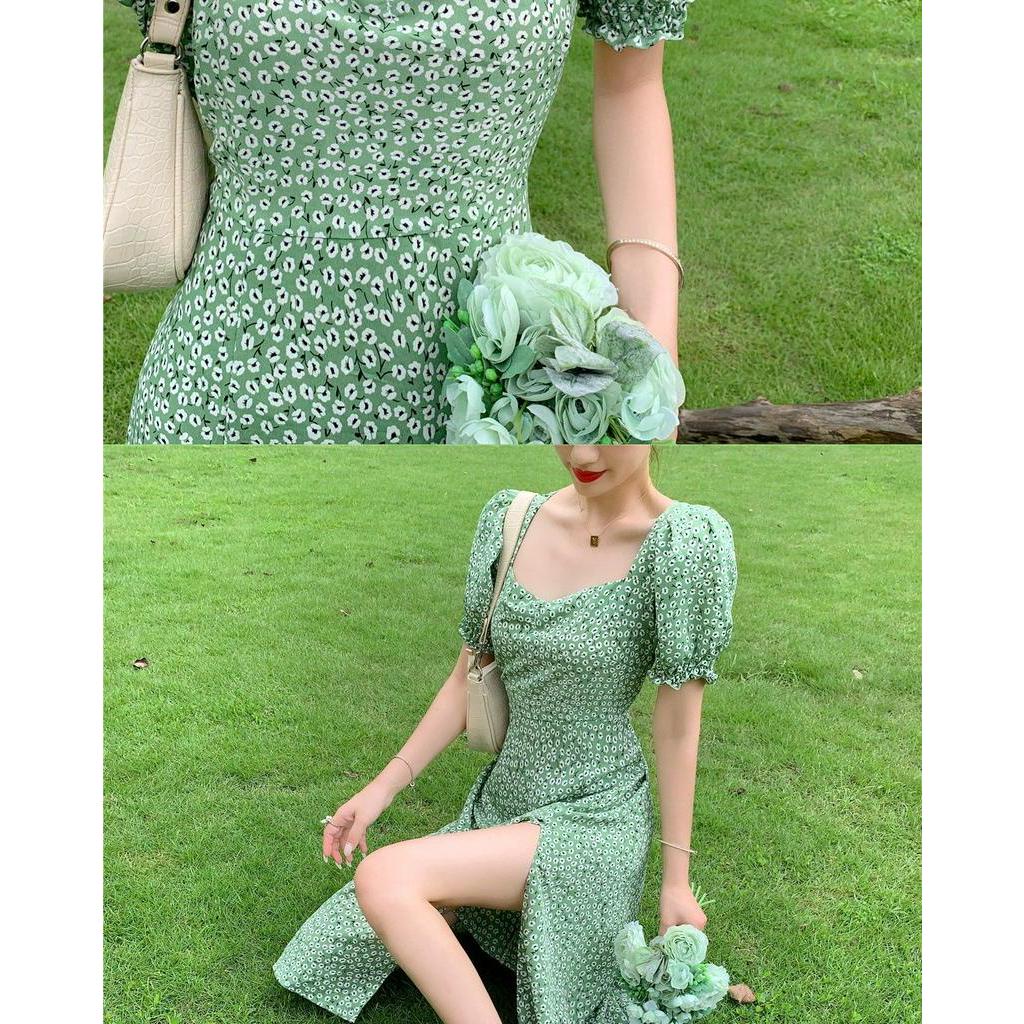 Đầm hoa tay phồng thời trang thanh lịch cho nữ