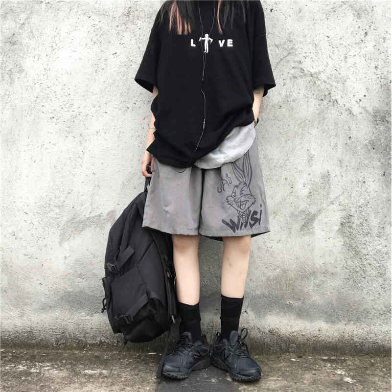 Quần short nam unisex RABBIT, Quần đùi nam mặc nhà siêu hot ngắn ống rộng style thể thao
