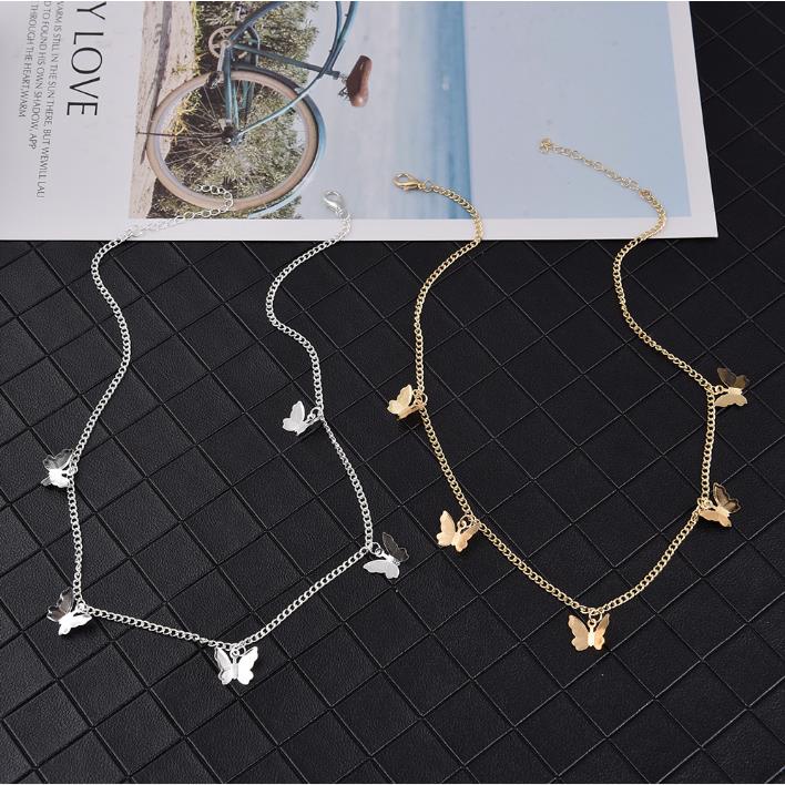 Vòng cổ choker mắt xích xi mạ vàng phối mặt bướm và ngôi sao thời trang cho nữ