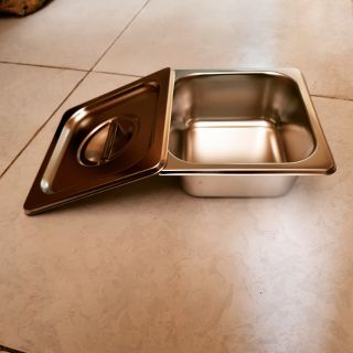 Khay inox đựng topping ,thực phẩm 16x17 cao 6,5cm