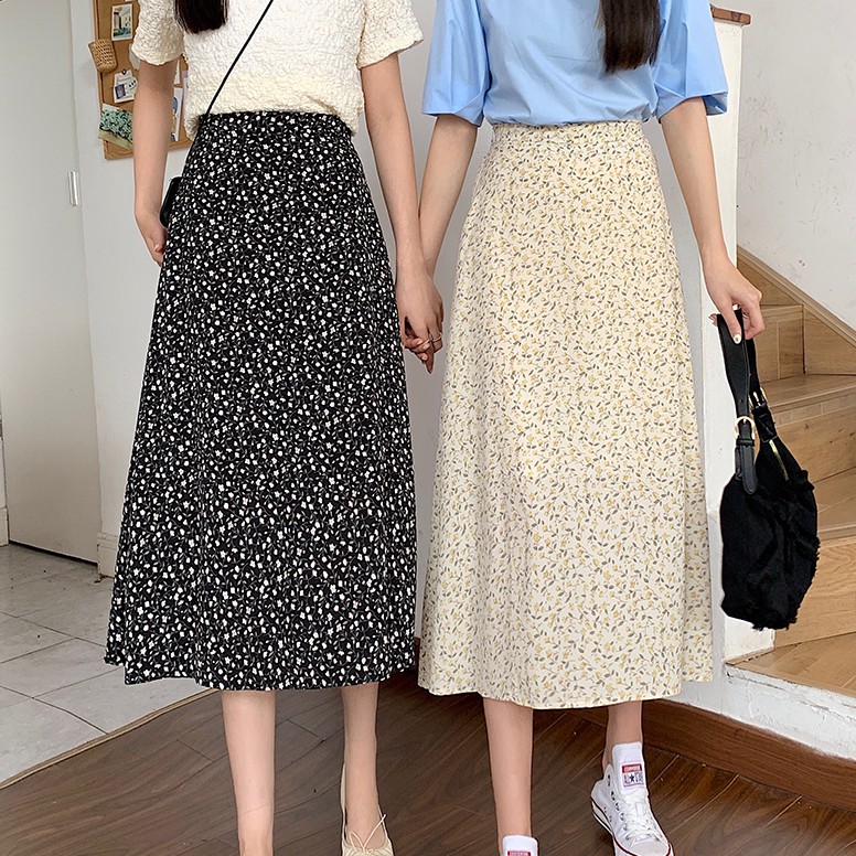 [Mã FADIRECT20 giảm 20K đơn 150K] Chân Váy Chữ A Lưng Cao Họa Tiết Hoa Ngọt Ngào