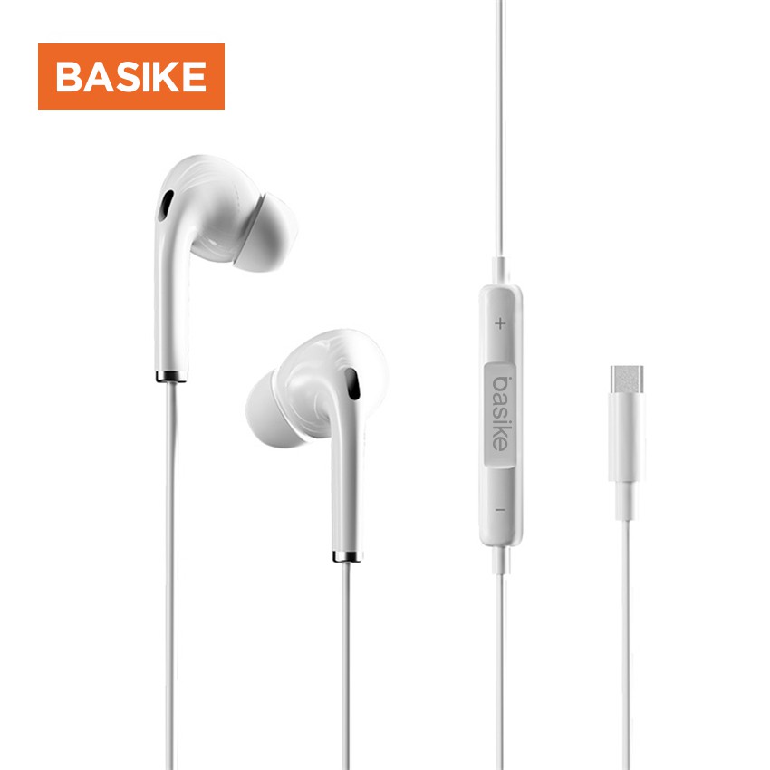 Tai nghe có dây BASIKE chất liệu TPE + ABS Material Line length 1.1M For Huawei Xiaomi OPPO iPhone Universal