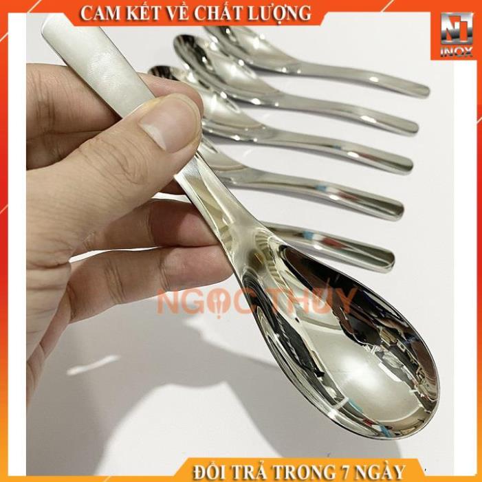Muỗng inox thìa phở sâu lòng cán dày sáng bóng