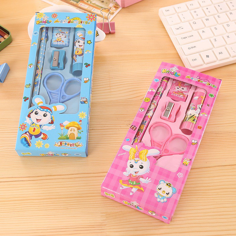 Set 5 món dụng cụ học tập thiết kế đáng yêu cho bé