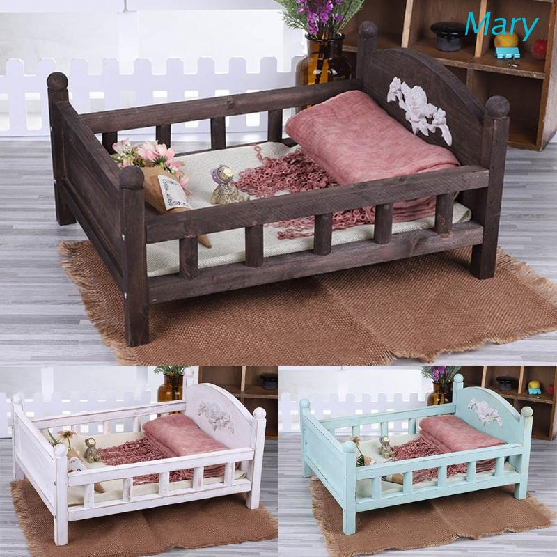 Giường gỗ làm đạo cụ chụp ảnh cho trẻ sơ sinh kích thước mini có thể tháo rời