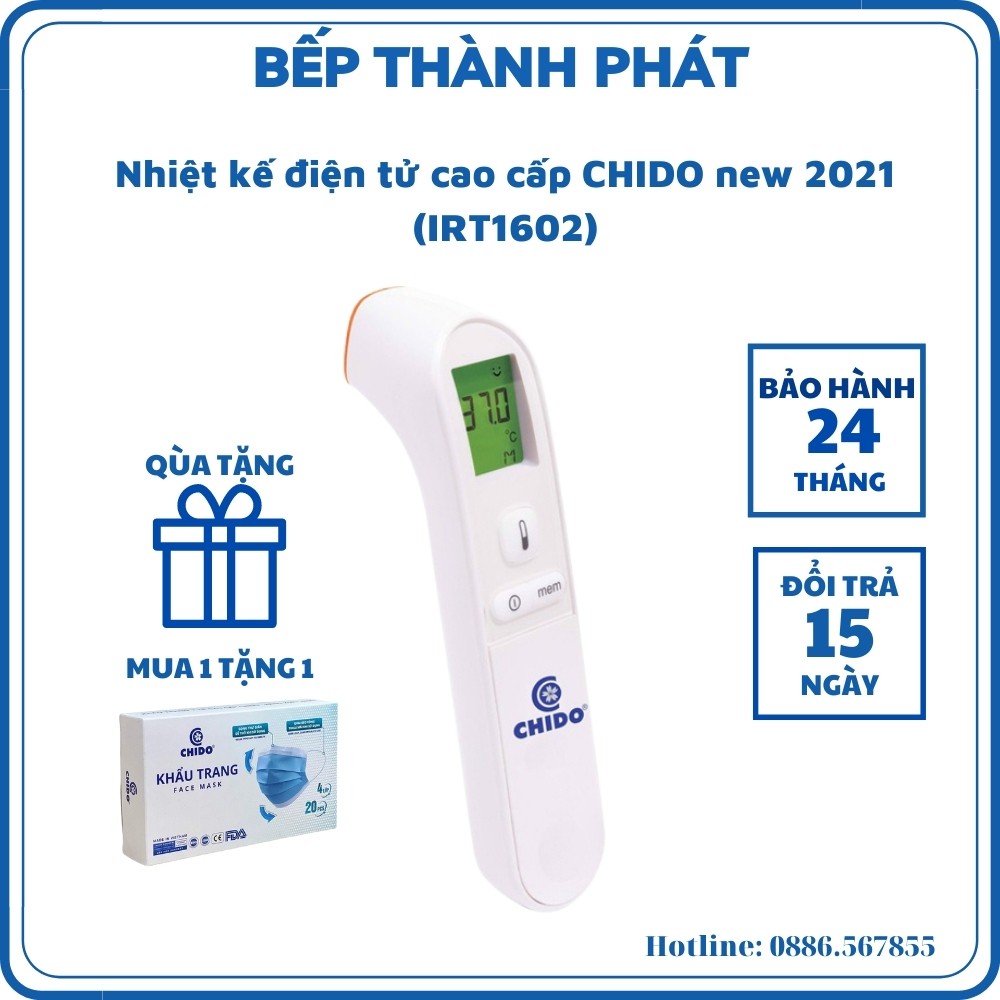 Máy đo nhiệt độ cho bé, Nhiệt kế điện tử hồng ngoại cao cấp CHIDO new 2021 (IRT1602) – Hàng chính hãng bảo hành 2 năm.