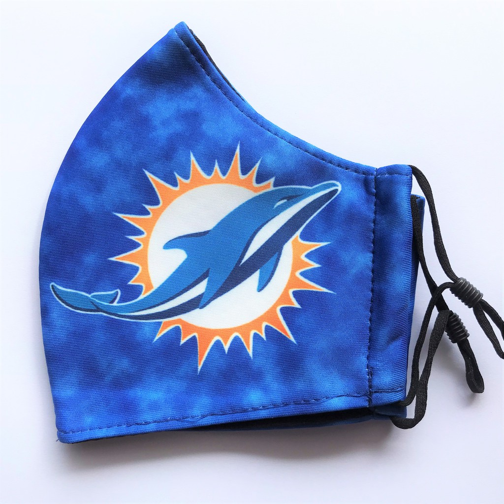 KHẨU TRANG VẢI - Miami Dolphins - Màu xanh biển - Có nút tăng giảm dây.