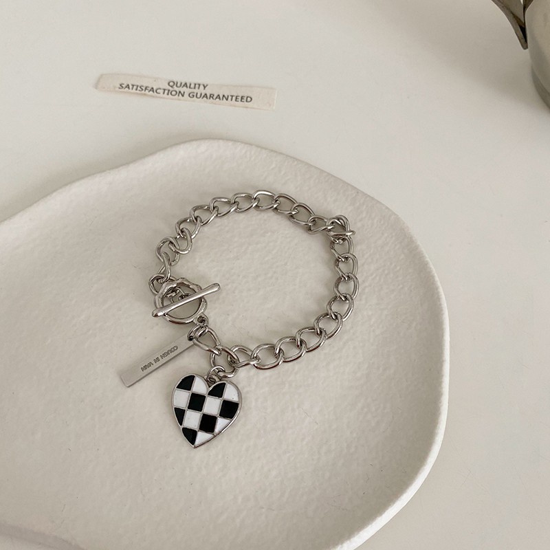 Vòng Đeo Tay Mặt Hình Trái Tim Bằng Kim Loại Phong Cách Hàn Quốc Thời Trang Dành Cho Nữ