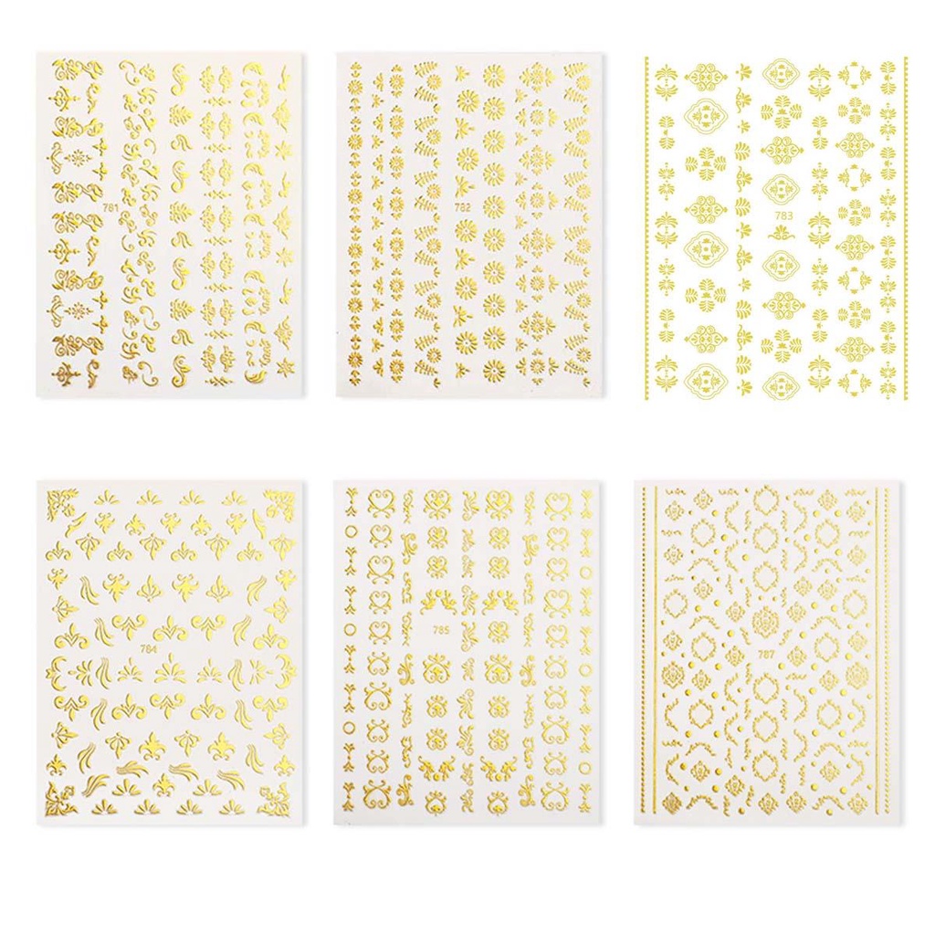 MOCHO Miếng Dán Trang Trí Móng Tay 3D Siêu Mỏng Họa Tiết Lá Đồng Độc Đáo