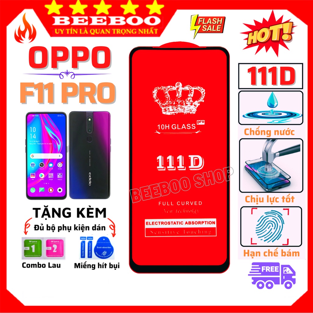 Kính cường lực Oppo F11 Pro - 111D Full màn hình và Trong suốt - Độ cứng 9H [FreeShip_50K] .