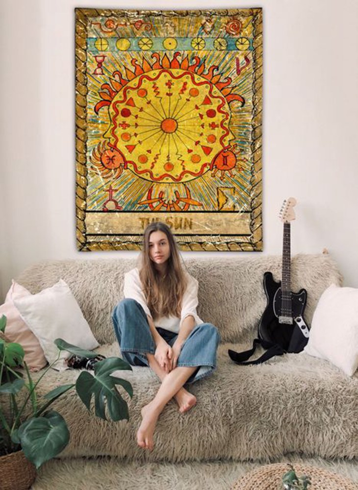 Thảm Treo Tường Trang Trí N In Hình Bài Tarot Thời Trang Có Dụng Cụ Lắp Đặt