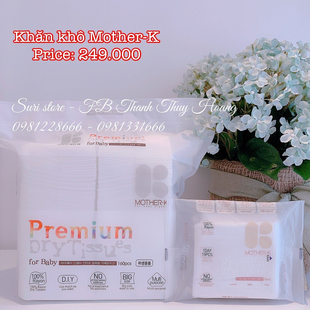 Khăn khô đa năng Mother K Premium Dry Tisues 160 pcs (Gói)