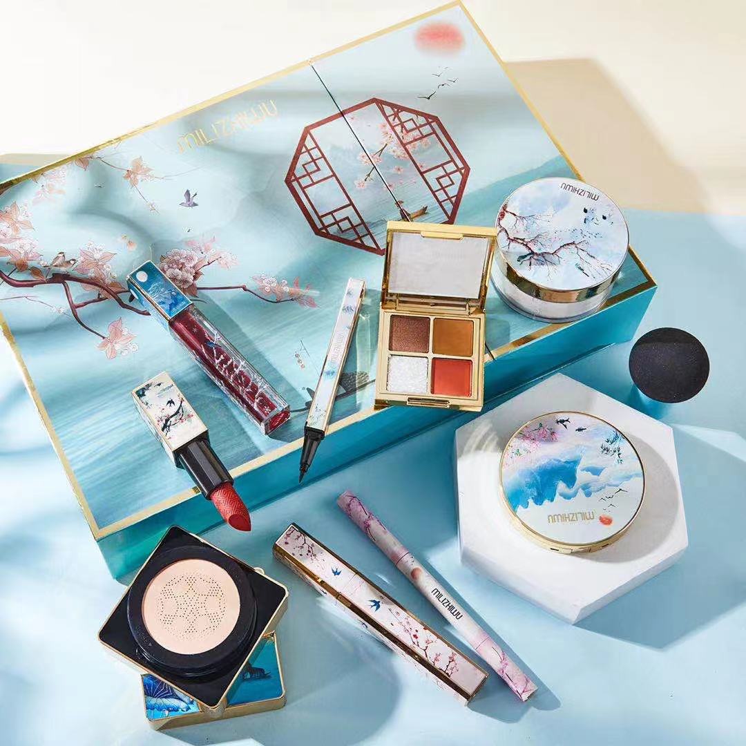 Bộ mỹ phẩm 10 món gồm son môi+ má hồng+ kẻ mắt+ mascara phong cách Trung Hoa | BigBuy360 - bigbuy360.vn