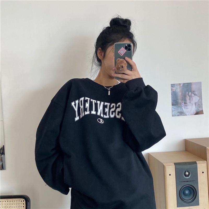 Áo Sweater Dáng Rộng In Họa Tiết Thời Trang Thu Đông Hàn Quốc Mới size Lớn Cho Nữ