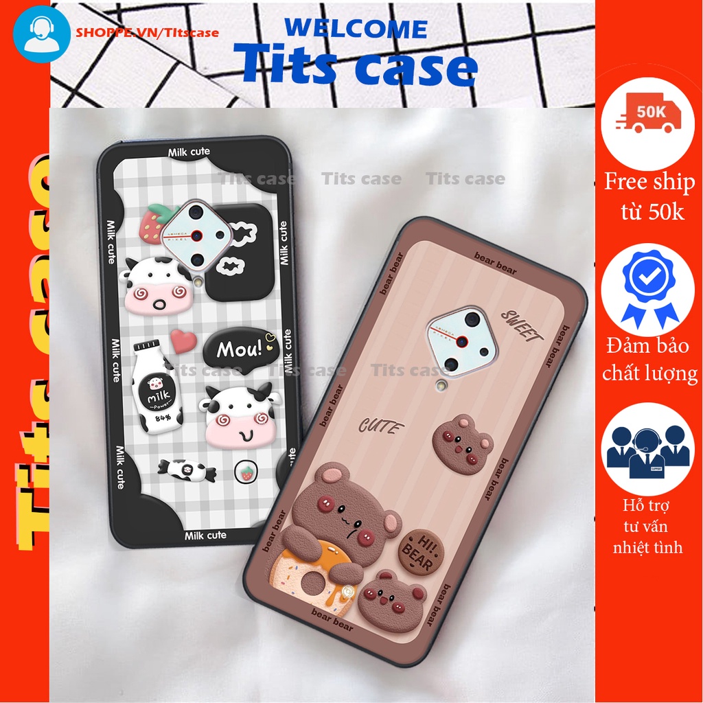 Ốp lưng Vivo S1 PRO in hình bò sữa, gấu be@r, cute cực  ĐỈNH -  cực CHẤT-  cực COOL