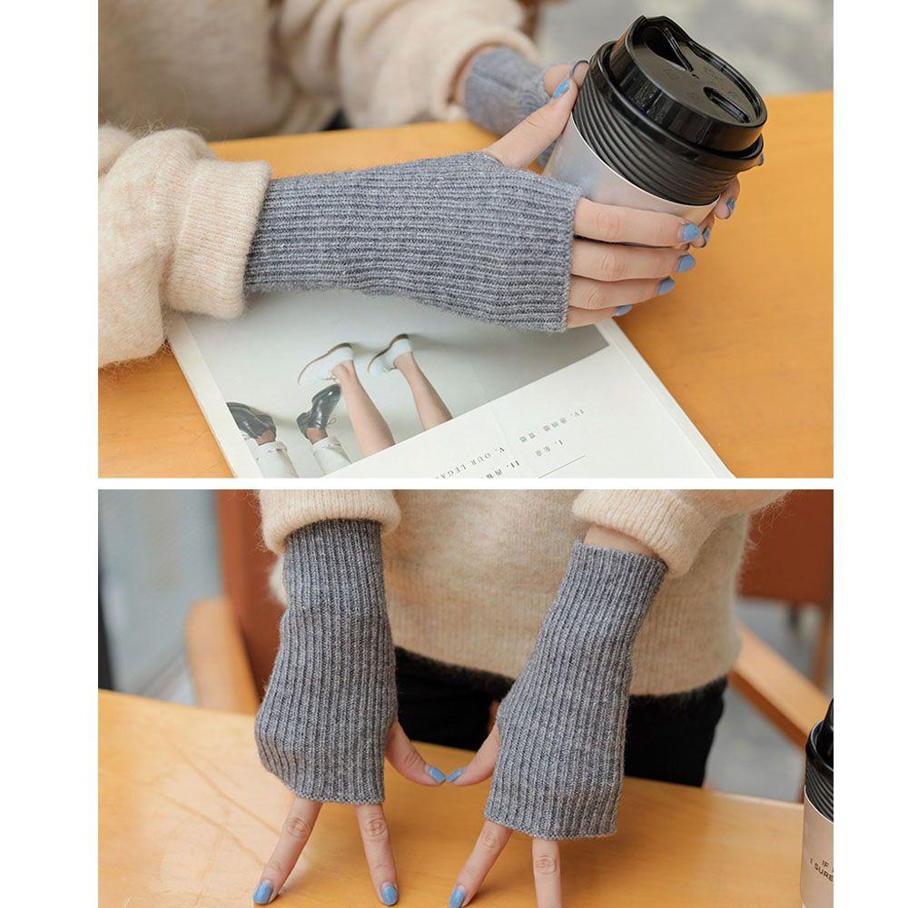 MELODG Găng Tay Dệt Kim Dài Hở Ngón Co Giãn Thời Trang Mùa Đông