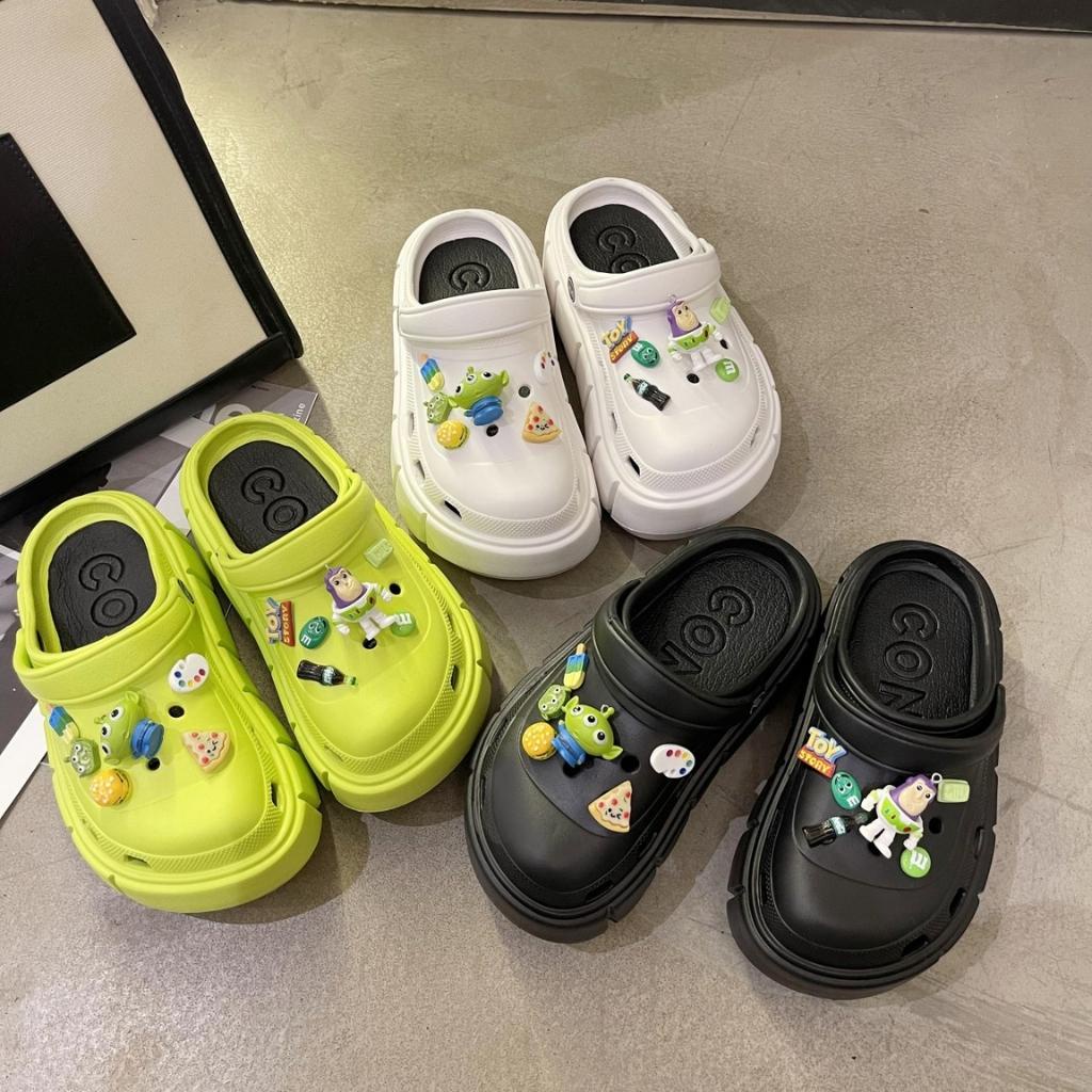 Dép sục Cross UNISEX đế độn 5cm CRON kèm sticker hoạt hình Phi hành gia Đức Phúc