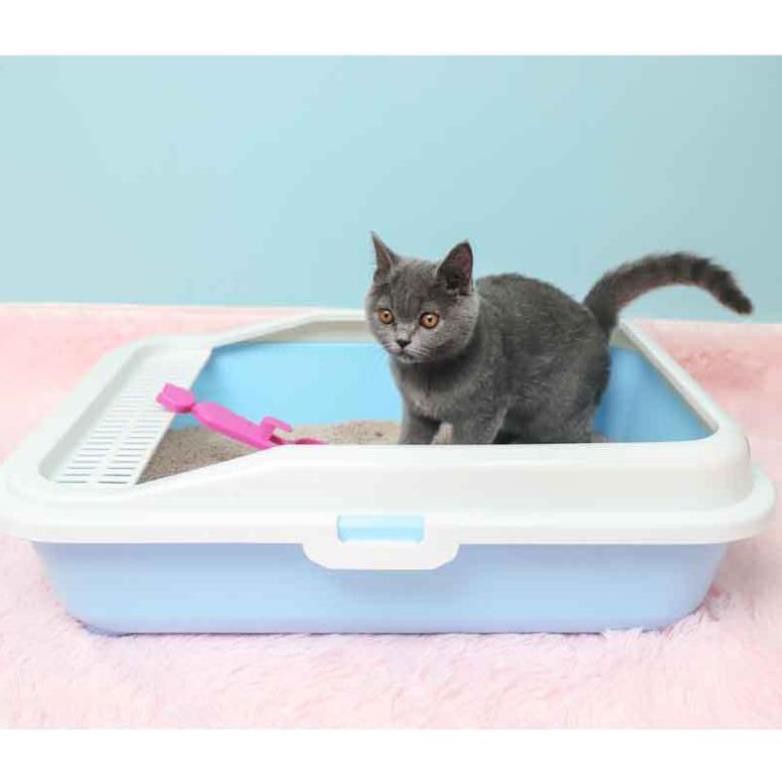 STHA - Khay vệ sinh mèo chữ nhật NHỎ khay đựng cát vệ sinh cho mèo bé &lt;4kg  kèm xẻng xúc cát vệ sinh mèo