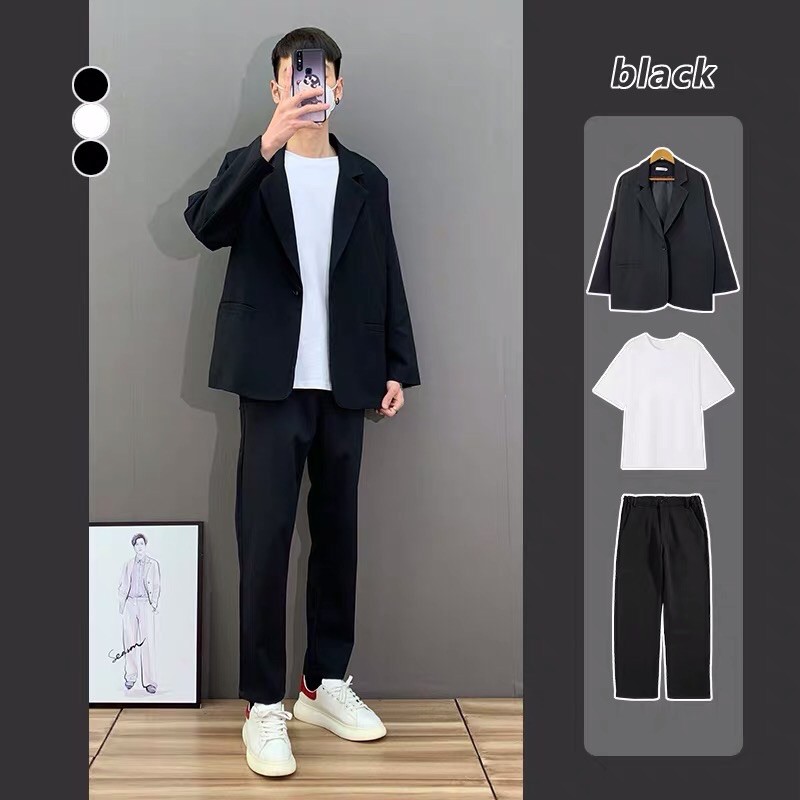 Set Blazer Nam Form Xuông Rộng Mrhero Kèm Quần Âu Nam phong cách Hàn Quốc SET2 M.RO | BigBuy360 - bigbuy360.vn