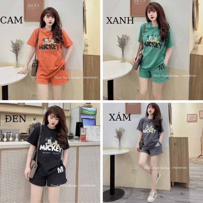 Đồ Bộ Nữ Set Bộ Đùi Thun Thêu Đồ Bộ Mặc Nhà Đẹp JULYNA QDD5 ĐÙI MICKEY