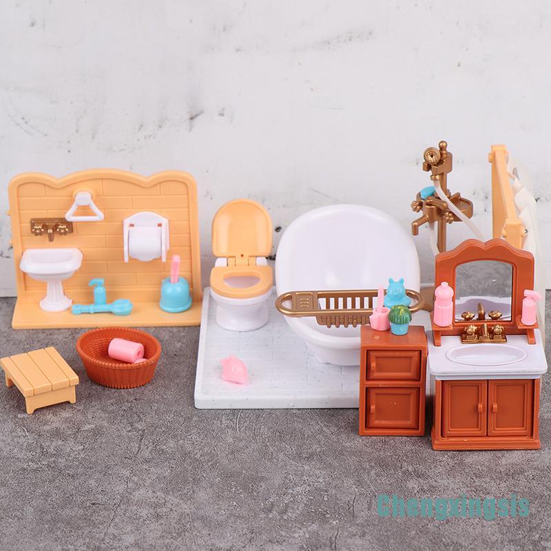1 Bộ Nội Thất Phòng Tắm Mini Cho Nhà Búp Bê