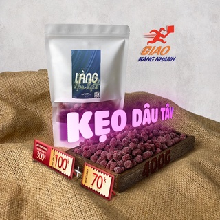 Kẹo dâu tây mứt dâu tây 400G Làng Ăn Vặt loại 1 đồ ăn vặt Đà Lạt ngon bổ rẻ
