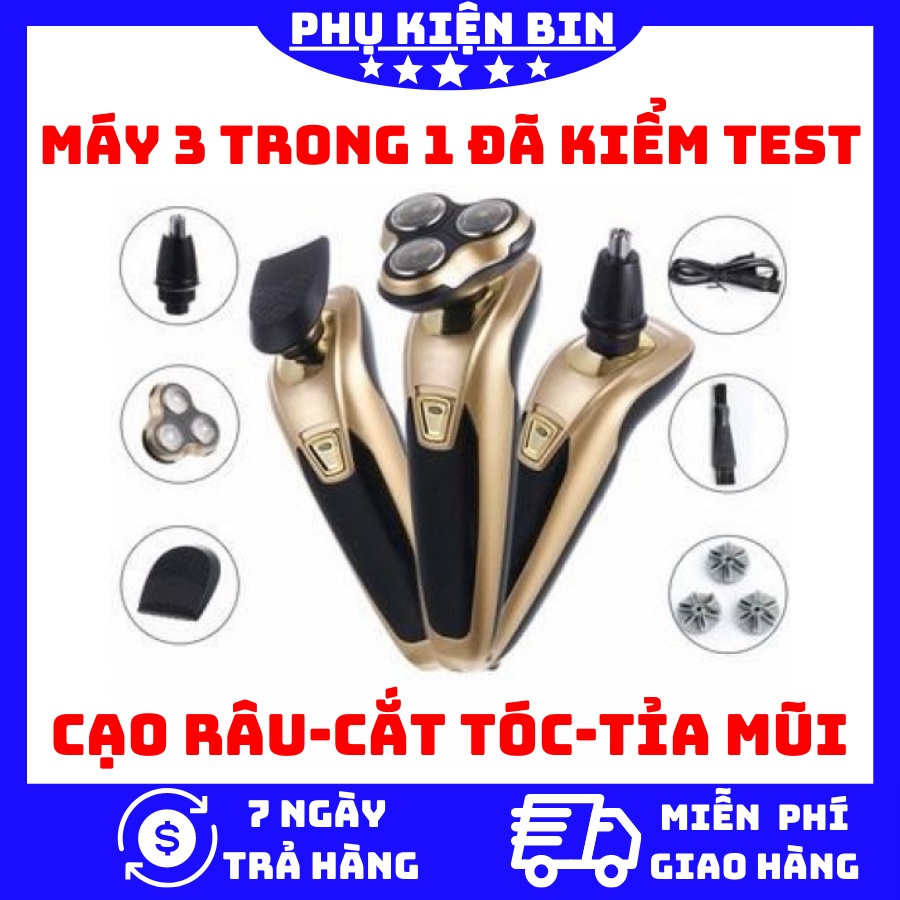 Máy Cạo Râu 3 Trong 1 Cắt Tóc Cạo Râu Tỉa Lông Lưỡi Cạo Thông Minh, Có Cổng Sạc