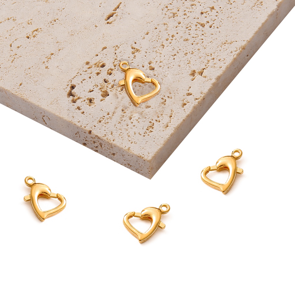 Set 1/4 Móc Khóa Hình Trái Tim Màu Vàng Đồng Làm Trang Sức DIY