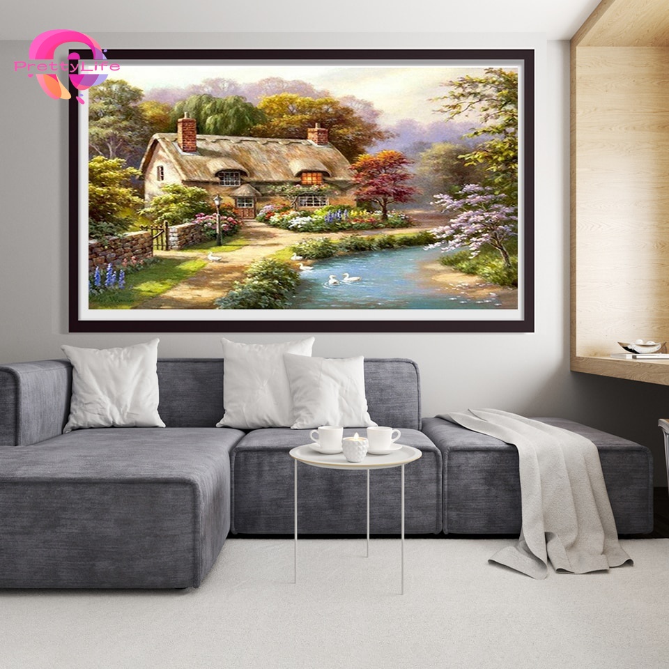 Bộ tranh đính đá 5D họa tiết phong cảnh hoàng hôn/ phong cảnh độc đáo kích thước 30x40cm DIY