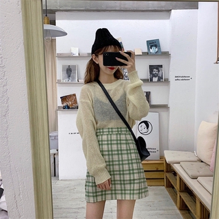 【Lisa】 Váy ngắn thời trang Check Chero cạp cao