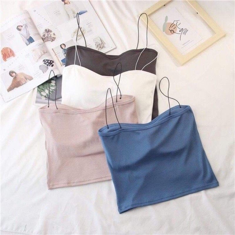 Áo 2 dây sợi bún mặc với vest nữ đẹp - Áo croptop dây bún đẹp màu đen màu trắng màu xanh