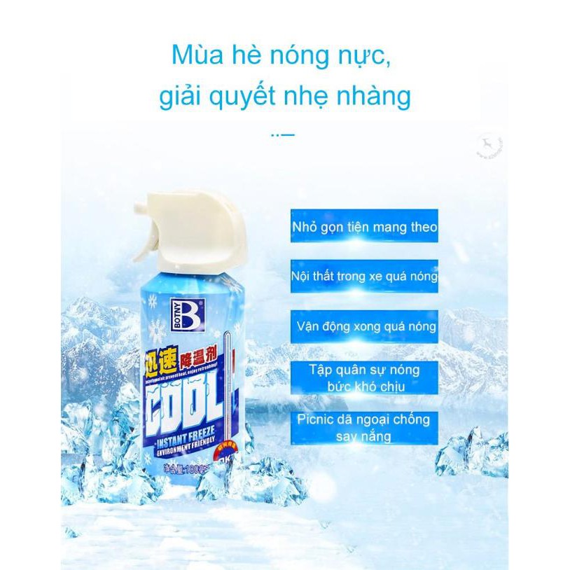 Bình xịt làm mát trong ô tô Instant Freeze Cool - Home and Garden