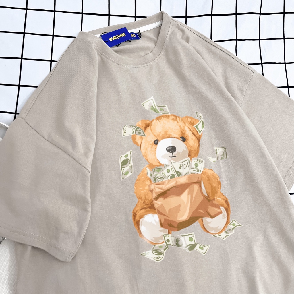 Áo thun tay lỡ nam nữ MEANSTORE phông in hình 100% cotton vải mát form rộng phong cách Ulzzang - Gấu biển