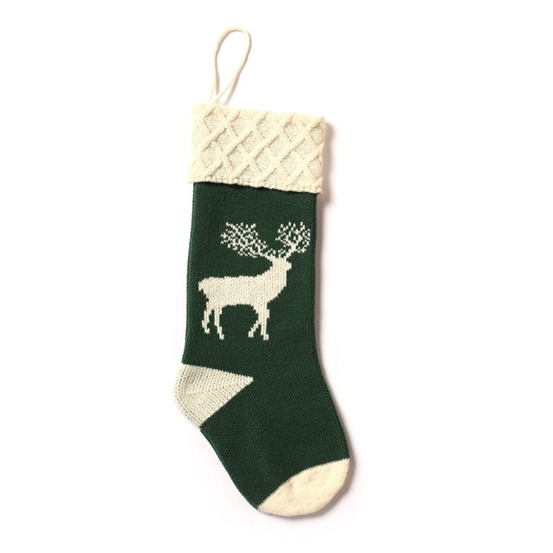 cc Christmas Decoration Knit Elk Stockings Sock Candy Gift Bag Xmas Tree Ornaments