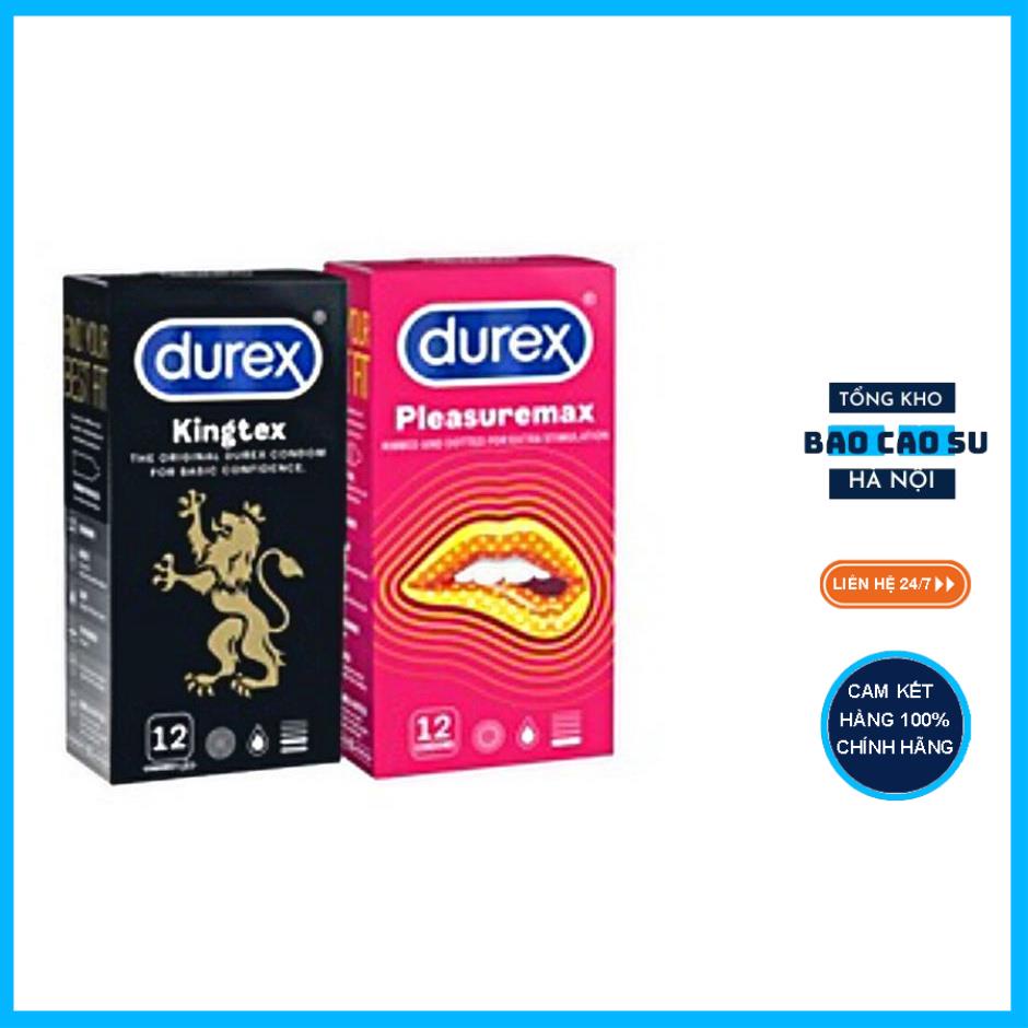 Cặp đôi bao cao su durex kingtex và bao cao su Durex Pleasuremax (Giảm Giá Sập Sàn) siêu mỏng ôm sát chính hãng