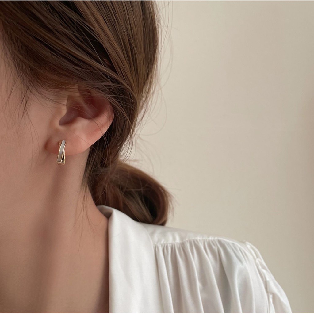 Khuyên tai mini hình vỏ sò sang trọng phong cách Hàn Quốc mạ bạc s925