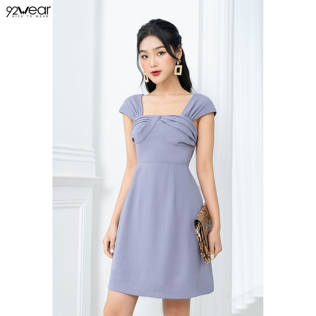 Đầm váy nữ công sở 92WEAR đủ màu, đủ size xoắn nơ ngực DEW0873 | BigBuy360 - bigbuy360.vn