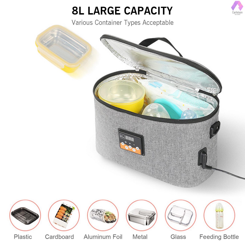 Hộp Hâm Nóng Thức Ăn Di Động Mini 12V Với Màn Hình Kỹ Thuật Số 8L Cho Xe Hơi/Cắm Trại Du Lịch On The Go