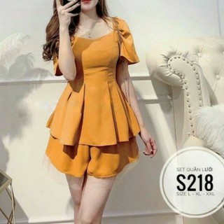 Set big size áo peplum và quần phối lưới từ 60kg-90kg