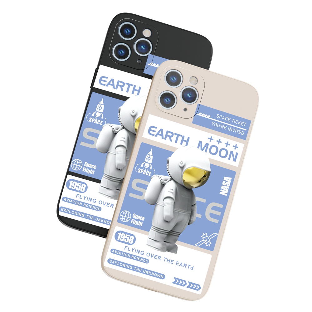 Ốp lưng iphone Suntaiho Ốp lưng iphone Ốp Điện Thoại silicon họa tiết phi hành gia dễ thương cho iPhone 13 12 11 Pro Max XS MAX 8 7 Plus X XR