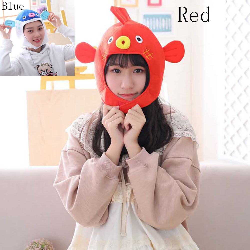 Mũ trùm đầu hình cá nóc nhồi bông dễ thương