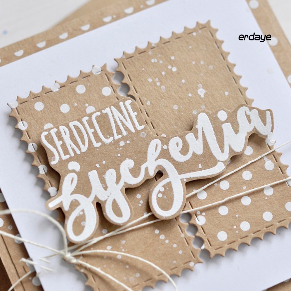 Set 4 khuôn cắt giấy làm từ kim loại tạo khung chữ nhật trang trí Scrapbook