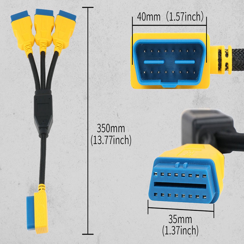 Dây Cáp Chuyển Đổi AUTOOL Từ Obd2 Sang 3 Cổng 35cm Obd2 Elm327 16 Chân